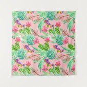 活気付く水彩画のSucculentsパターン タペストリー (正面)