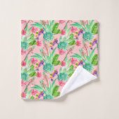 活気付く水彩画のSucculentsパターン バスタオルセット (ウォッシュタオル)