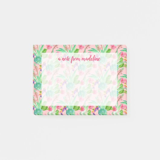 活気付く水彩画のSucculentsパターン ポストイット (正面)