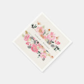 活気素朴のある赤面ピンクウォーターカラーフローラ結婚ズ スタンダードカクテルナプキン (角)
