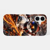 活火山を下るスノーマン iPhone 16ケース (裏面横)