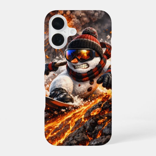 活火山を下るスノーマン iPhone 16ケース (裏面)