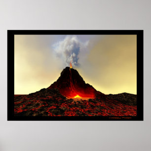 活火山プリント ポスター