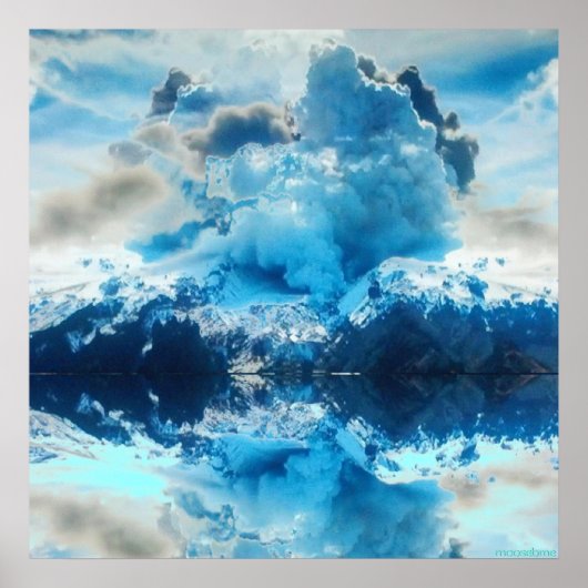 活火山24x24反射プリント ポスター (正面)