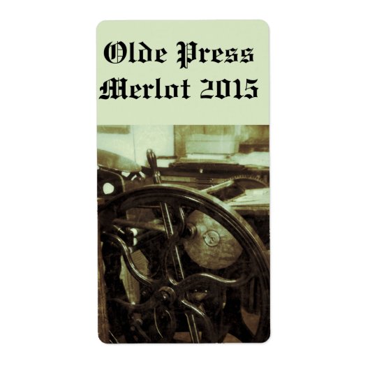 活版印刷のワインボトルラベル ラベル (正面)