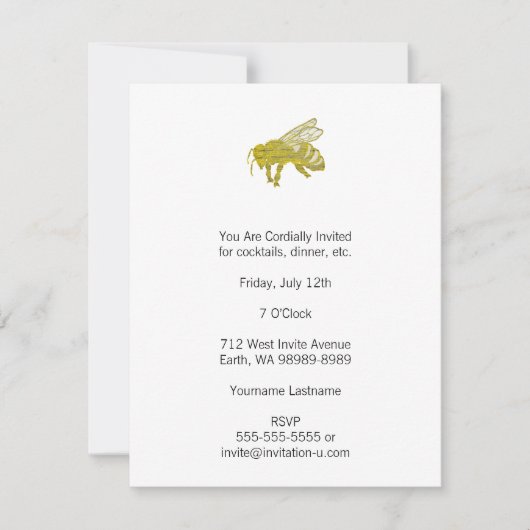 活版印刷の蜂 招待状 (正面)