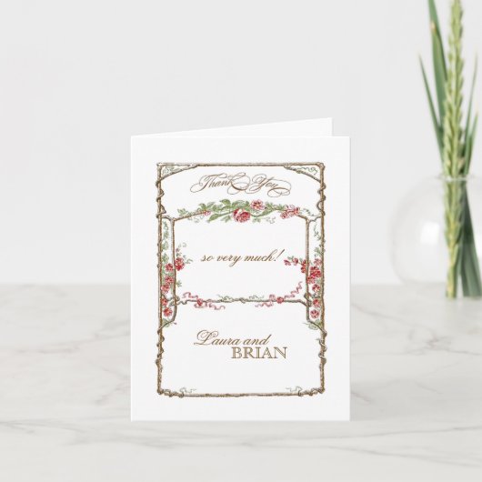 活版印刷スタイル ヴィンテージ フェイク ブワ トレリス - 赤 サンキューカード (正面)