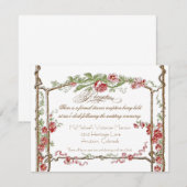 活版印刷スタイル ヴィンテージ フェイク ブワ トレリス - 赤 招待状 (正面/裏面)