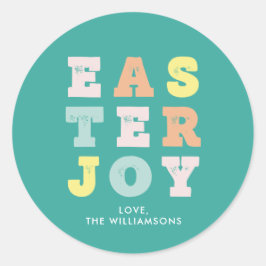 活版復活祭の喜びモダンティール（緑がかった色） ラウンドシール