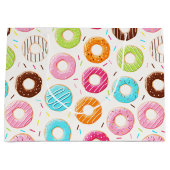 活発で多彩なドーナツはトッピングパターンを振りかけます ラージペーパーバッグ (正面)