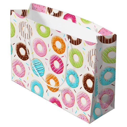 活発で多彩なドーナツはトッピングパターンを振りかけます ラージペーパーバッグ (裏面アングル)