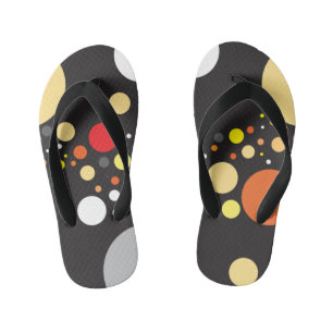 活発なオレンジ色の散在ランダムサイズ円 キッズビーチサンダル