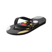 活発なオレンジ色の散在ランダムサイズ円 キッズビーチサンダル (アングル)