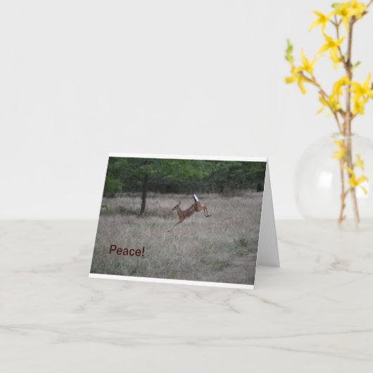 活発なシカNotecard カード (黄色い花)