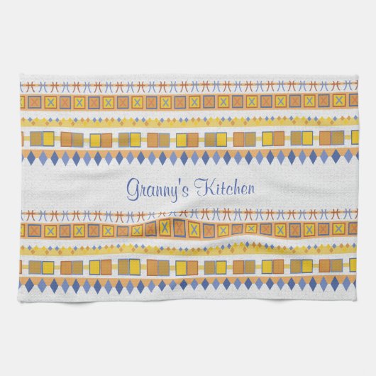 活発なパターンおばあさんの台所 キッチンタオル (横)