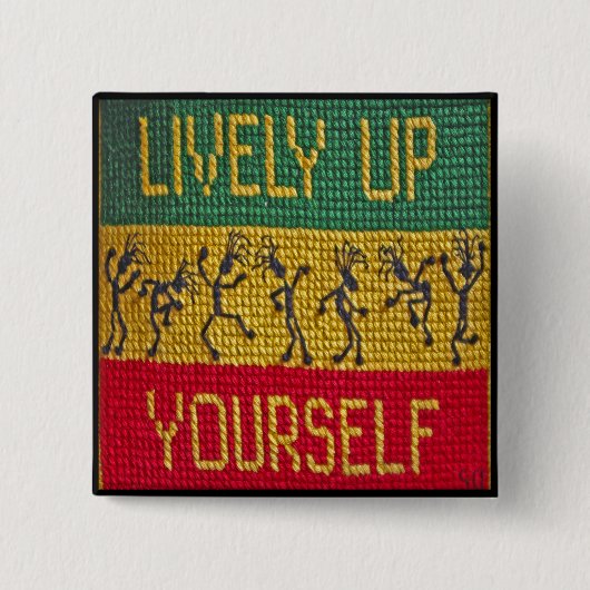 活発なレゲエのダンスボタン 缶バッジ (正面)