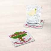 活発な木のパーソナライズな家族会 スクエアペーパーコースター (インサイチュ)