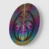 活発な構造の抽象芸術カラフルフラクタルアート ラージ壁時計 (傾斜)