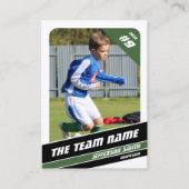 活発な緑の白でサッカー選手のトレーディングカード コーリングカード (正面)