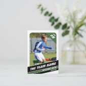 活発な緑の白でサッカー選手のトレーディングカード コーリングカード (スタンド正面)
