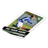 活発な緑の白でサッカー選手のトレーディングカード マグネット (左側)