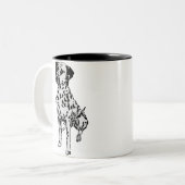 活発なDalmatian犬 ツートーンマグカップ (正面左)
