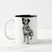 活発なDalmatian犬 ツートーンマグカップ (左)
