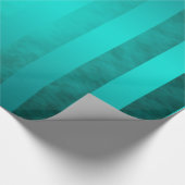 派手でストライプのなティール(緑がかった色)の休日 ラッピングペーパー (角)