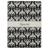 派手なきらめく銀製のグリッターのダマスク織 クリップボード (裏面)