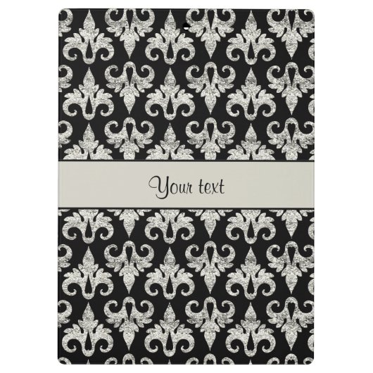 派手なきらめく銀製のグリッターのダマスク織 クリップボード (裏面)