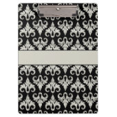 派手なきらめく銀製のグリッターのダマスク織 クリップボード (正面)