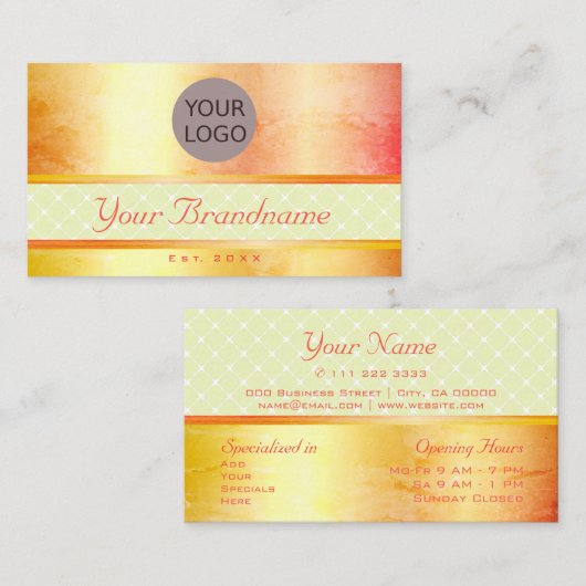 派手なイエローオレンジグラデーション大理石パターントレンディー 名刺 (正面/裏面)