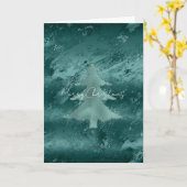 派手なエメラルドグリーンオンブレ大理石 カード (黄色い花)