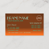 派手なオレンジとティール（緑がかった色）シックな鏡フォントとロゴ 名刺 (裏面)