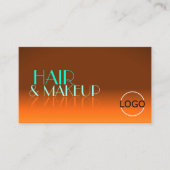 派手なオレンジとティール（緑がかった色）シックな鏡フォントとロゴ 名刺 (正面)