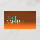 派手なオレンジとティール(緑がかった色)シックな鏡フォントと写真 名刺 (正面)