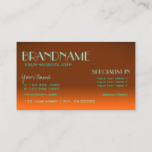 派手なオレンジとティール(緑がかった色)鏡フォントプロフェッショナル 名刺 (裏面)