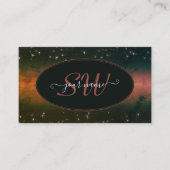 派手なカラフル銀河系かわいいグリッタースターズモノグラム 名刺 (正面)