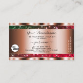 派手なグリーンピンクグリッタースターバラ金ゴールドとロゴ 名刺 (裏面)