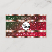 派手なグリーンピンクグリッタースターバラ金ゴールドとロゴ 名刺 (正面)