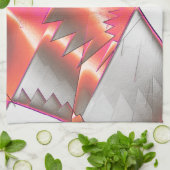 派手なサーモンまたは桃、非常に粗いデジタル化 キッチンタオル (折り畳み)