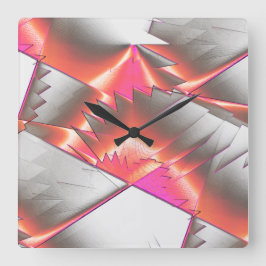 派手なサーモンまたは桃、非常に粗いデジタル化 スクエア壁時計