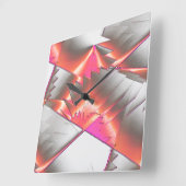 派手なサーモンまたは桃、非常に粗いデジタル化 スクエア壁時計 (傾斜)