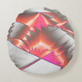 派手なサーモンまたは桃、非常に粗いデジタル化 ラウンドクッション (正面)