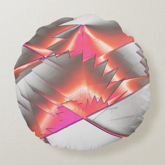 派手なサーモンまたは桃、非常に粗いデジタル化 ラウンドクッション (裏面)