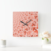 派手なサーモンを赤に変え、明るくねじれた スクエア壁時計 (ホーム)
