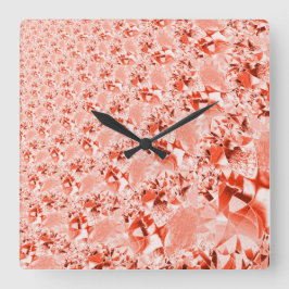 派手なサーモンを赤に変え、明るくねじれた スクエア壁時計
