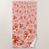 派手なサーモンを赤に変え、明るくねじれた ビーチタオル (正面)