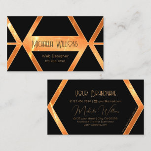 派手なシマリーコーラルカッコいいブラックジオメトリックスタイリッシュス 名刺
