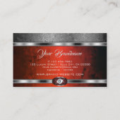 派手なシルバーエフェクト赤いパターフェイクンRhinestone 名刺 (裏面)